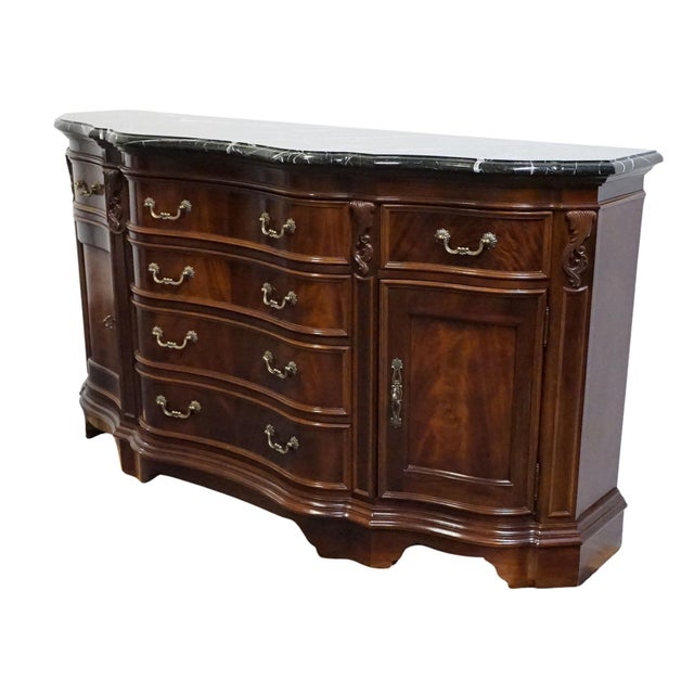 BERNHARDT FURNITURE Traditional Style 76" Buffet w. Black and White Granite Top 368-133 42" High 76.5" Wide 23" Deep We...