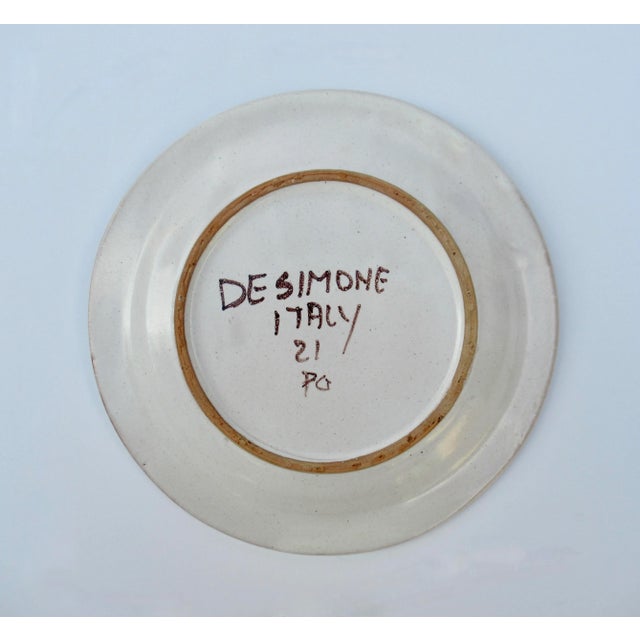 C.1960's Italian Giovanni DeSimone "Rare," Hand-Painted, Ceramic Glazed Fish Plate For Sale - Image 10 of 10