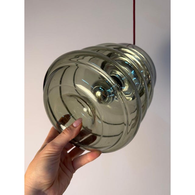Hanging Lamp in Smoked Glass and Chrome from Peill & Putzler For Sale - Image 5 of 11