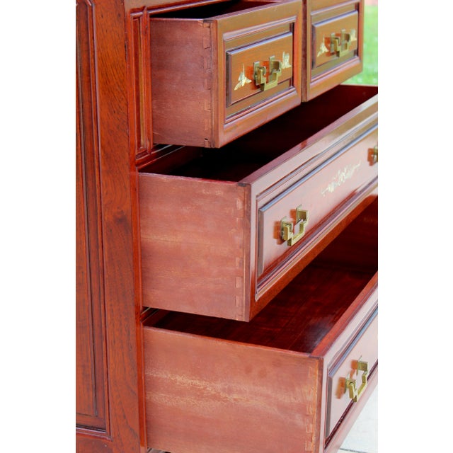 Asian Rosewood Secretary Desk With Mother-of-Pearl Inlay, Bird & Blossom Motif, Slant Front Writing Desk For Sale - Image 12 of 18
