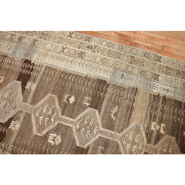 Early 20th Century Brown Grey Persian Kurd Gallery Size Rug For Sale - Image 12 of 18