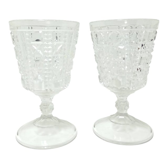 Late 19th Century Adams & Co Valencia Glass Goblets- Set of 2 For Sale
