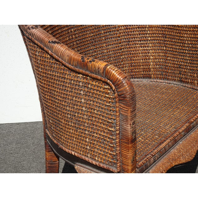 Share Vintage Mid Century Wicker Barrel Back Side Chair For Sale - Image 11 of 14
