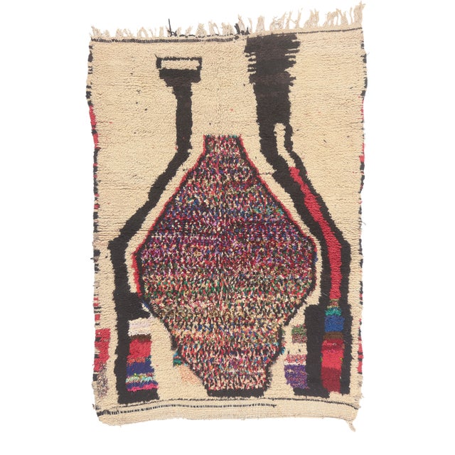 Vintage Azilal Boucherouite Moroccan Rug, 04'04 X 06'03 For Sale