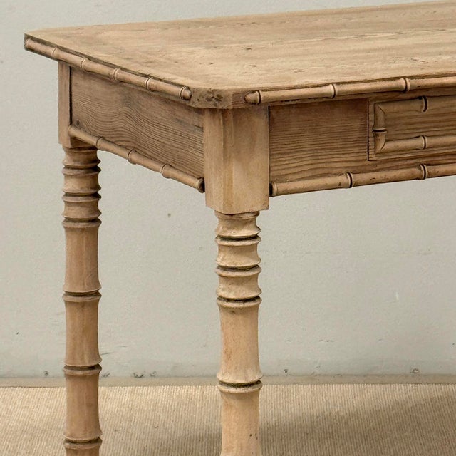 19th Century French Stripped Pine Faux Bamboo End Table With Drawer For Sale In Dallas - Image 6 of 18