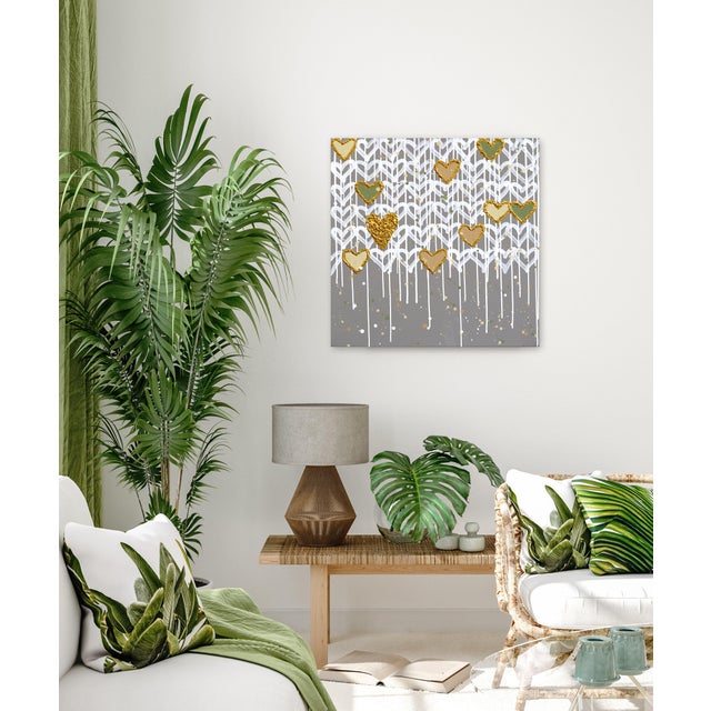 Gray Listening to My Heart Song - Original Colorful Abstract Mixed Media Painting on Canvas by Amber Goldhammer For Sale - Image 8 of 9