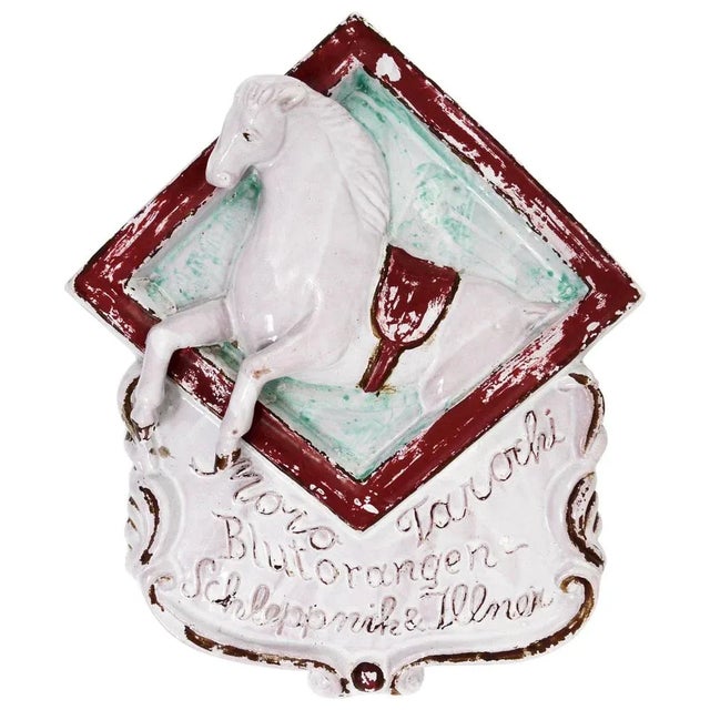 Ceramic Pottery Advertising Sign for Blood Oranges Displaying a Horse, Italy, 1920s For Sale - Image 7 of 7