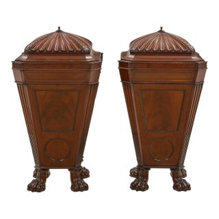 19th Century Pair of Mahogany William IV Cutlery Urns, Ca 1835 For Sale
