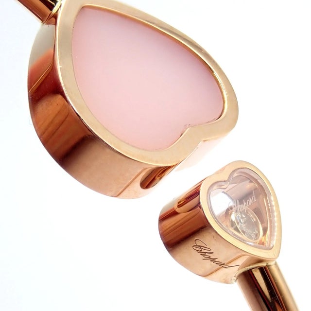 Late 20th Century Late 20th Century Chopard Rose Gold Happy Hearts Diamond Pink Opal Bracelet For Sale - Image 5 of 12