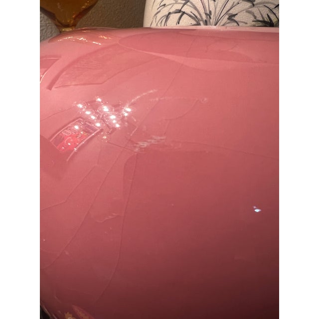 Vintage Postmodern Large Ribed Pink Drapped Ceramic Vase 1980s Art Deco For Sale - Image 10 of 11