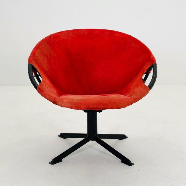Contemporary Mid-Century Modern Suede Lounge Chair with Black Iron Frame, Germany 1960s For Sale - Image 3 of 11