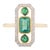 Emerald Axis Ring in 18k Yellow Gold Three Stone Ring Size 7 For Sale
