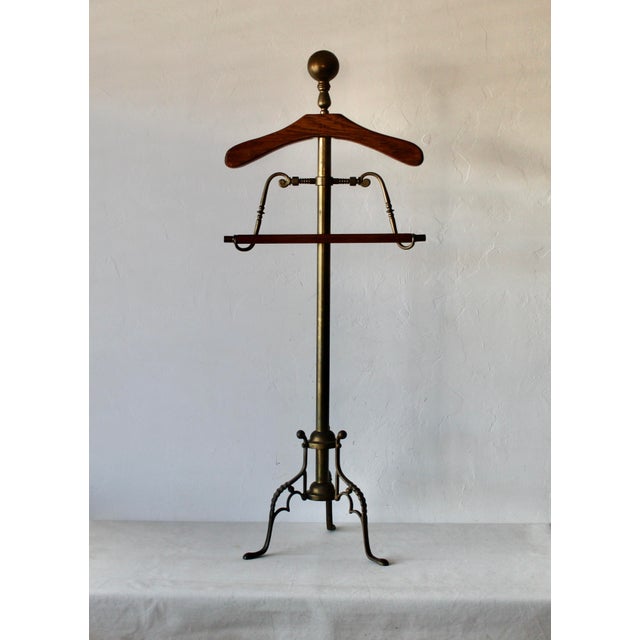 1960s Mid Century Brass Wood Valet Stand For Sale - Image 12 of 12