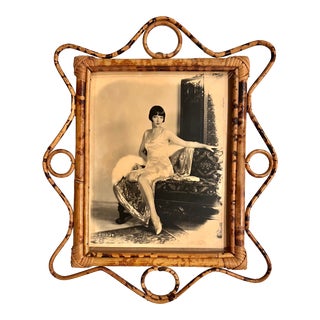 !920's Studio Photograph Actress Louise Brooks in Vintage 1920's Rattan Picture Frame For Sale