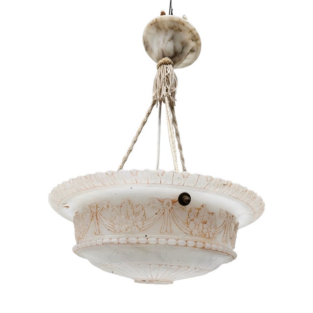 Art Deco Alabaster Chandelier, 1920s For Sale