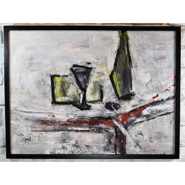 Mid Century Modernist Oil Painting Cocktail Tablescape Painting 1968 For Sale - Image 13 of 13