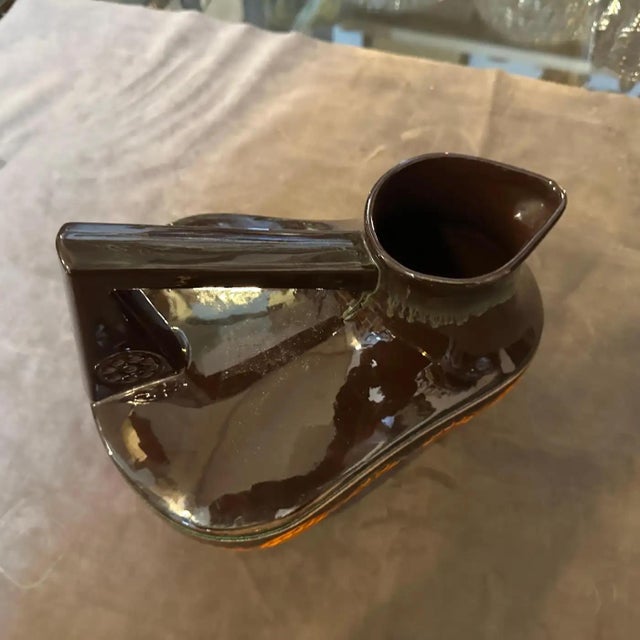 Mid-Century Modern 1970s Modernist Fat Lava Brown and Orange Ceramic West German Jug For Sale - Image 3 of 12