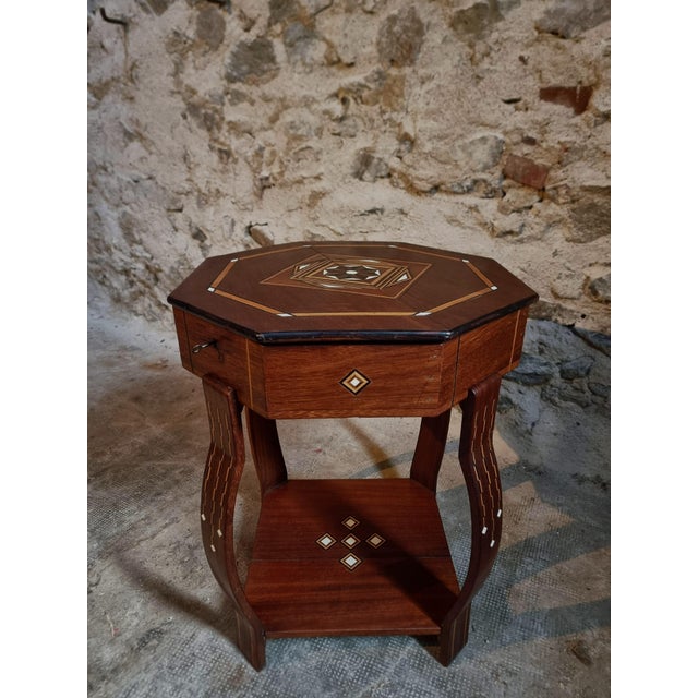 Inlaid Side or Sewing Table in Mahogany and Mixed Woods, France, 1930s-1950s For Sale - Image 6 of 18