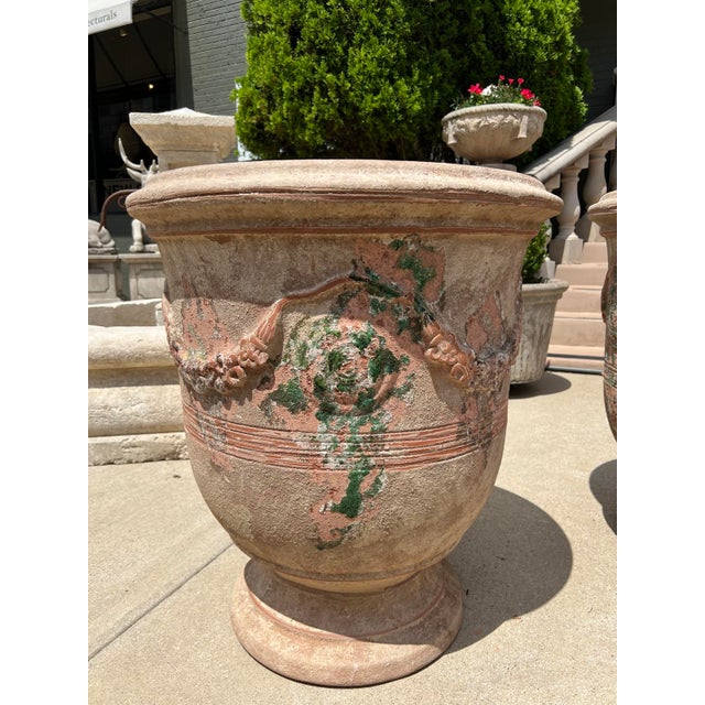 French Country Pair of Antiqued Lemon or Orange Tree Anduze Pots From the Cevennes, France For Sale - Image 3 of 12