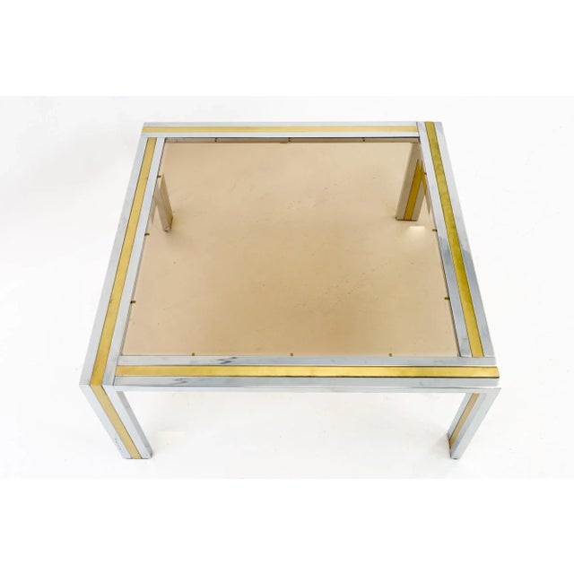 Mid 20th Century Renato Zevi Mid Century Italian Chrome Brass and Glass Square Coffee Table For Sale - Image 5 of 7