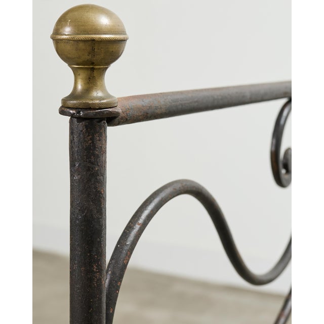 19th C. French Napoleon III Empire Wrought Iron Bronze Daybed For Sale - Image 9 of 16