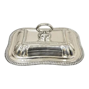 Vintage English Regency Style Silver Plated Lidded Vegetable Serving Platter Dish