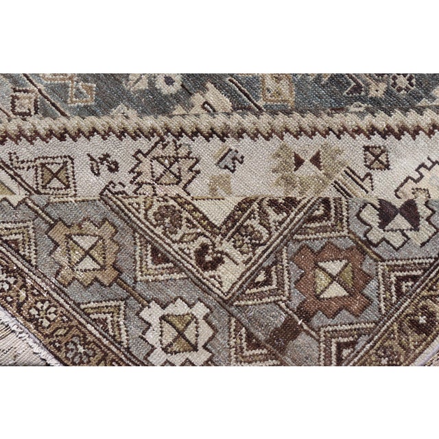 Antique Persian Malayer Gallery Rug With Soft Blue Field Tribal Design 7'5"x18'0" For Sale - Image 15 of 16