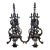 19th Century Renaissance Revival Cast Iron Rampant Lion Andirons - 28" Tall For Sale