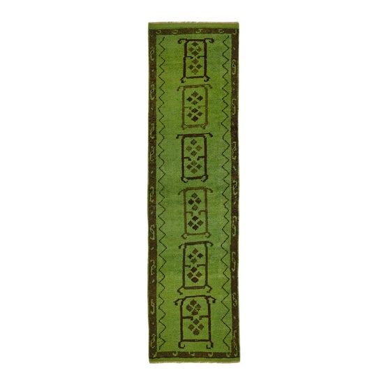 Green Bohemian Runner Rug For Sale