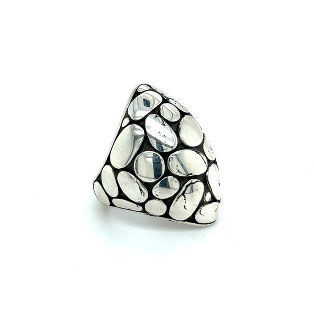1990s John Hardy Estate Ladies Kali Pebble Marquise Dome Ring 6 Sterling Silver For Sale - Image 9 of 12