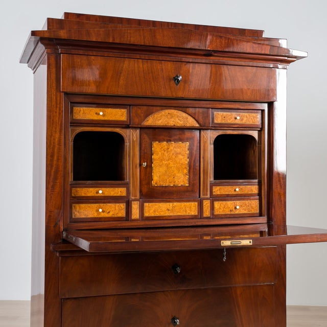 19th Century French-Polished Mahogany Secretary Desk For Sale - Image 9 of 14