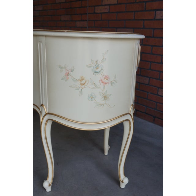 Antique White Drexel Touraine Collection Hand Painted Writing Desk For Sale - Image 8 of 9