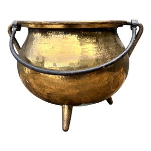 Vintage Hammered Brass Cauldron
