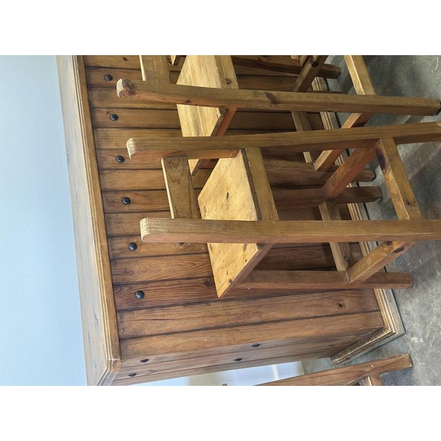 Rustic Wood Bar Counter with Stools, Set of 5 For Sale - Image 13 of 15