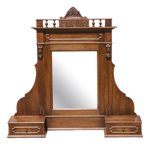 Late-19th Century Italian Veneered Walnut Stand Mirror with Drawers & Selvage
