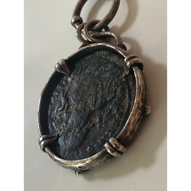 Metal 1990s Roman Coin Sterling Silver Necklace For Sale - Image 7 of 7