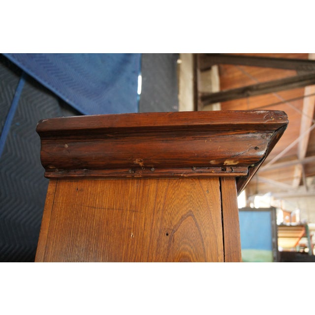 Antique Early American Stepback Farmhouse Oak Kitchen Cupboard Display Cabinet For Sale - Image 10 of 15