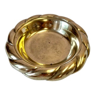 Vintage Solid Brass Catchall Dish For Sale