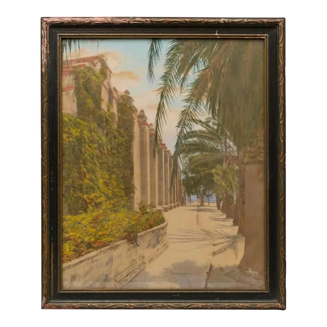 Hand Color Photograph of a Spanish Mission by Charles Henry Sawyer 1941 For Sale