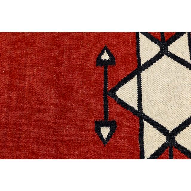 9x12 Modern Navajo Style Flatweave Red Wool Area Rug - Geometric Star & Diamond For Sale - Image 11 of 11