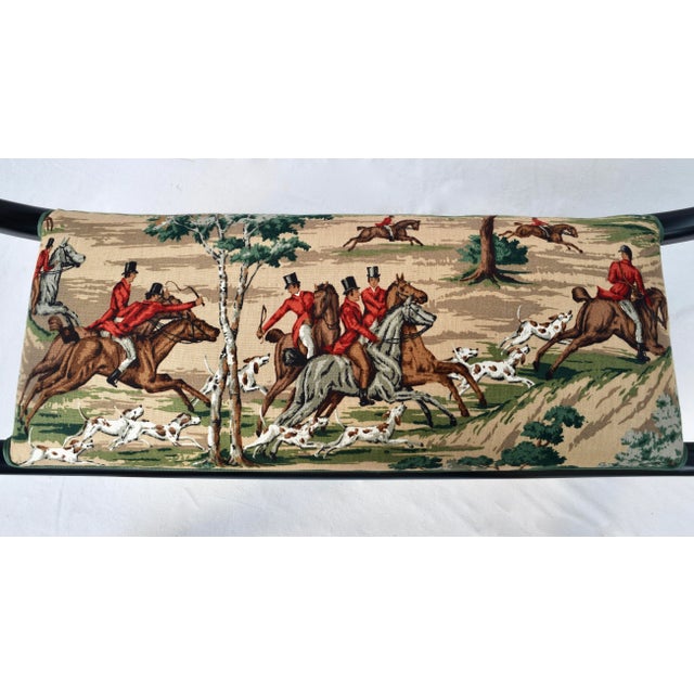 1970s Late 20th Century English Regency Curule Form Bench Fox Hunting Theme For Sale - Image 5 of 13