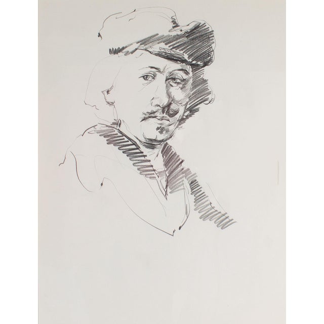 A charcoal portrait drawing by the American artist James L. Bruch (1942-2023). This portrait in inspired by the self-...