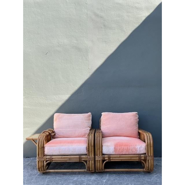 Vintage Bielecky Brothers Rattan and Terry Cloth Lounge Chairs - A Pair For Sale In West Palm - Image 6 of 12