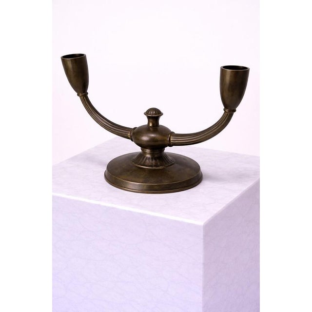 Swedish Art Deco Bronze 2-Arm Candelabra from GAB, Sweden, 1930s For Sale - Image 4 of 8