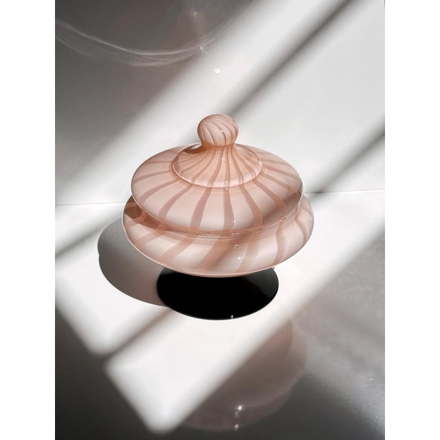 Mid-Century Modern Murano Opalina Swirl Bonbonniere, 1950s For Sale - Image 6 of 6