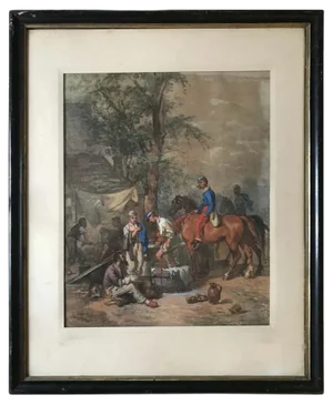 G. Verdey, Life of the French Cavalry, 1914, Watercolour, Framed