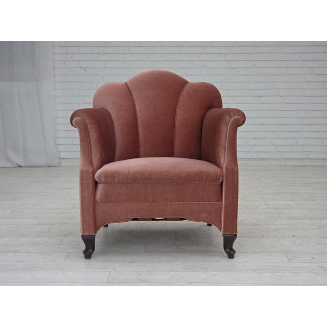 Danish Armchair in Velour and Oak, 1950s For Sale - Image 18 of 18