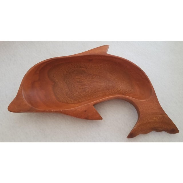 Mid 20th Century Vintage Camaru Teak Dolphin Nut Bowl For Sale - Image 5 of 5