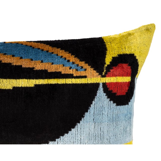 Contemporary Miro Silk Velvet Ikat Throw Pillow Cover, 16 X 24 For Sale - Image 3 of 6