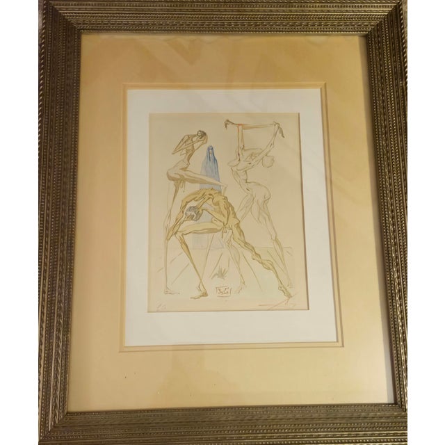 A signed copy of Salvador Dalí's Divine Comedy's Inferno No.26 metaphorically depicts human suffering. From a series of...